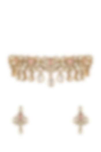 Gold Finish Pearl Necklace Set by Anayah Jewellery