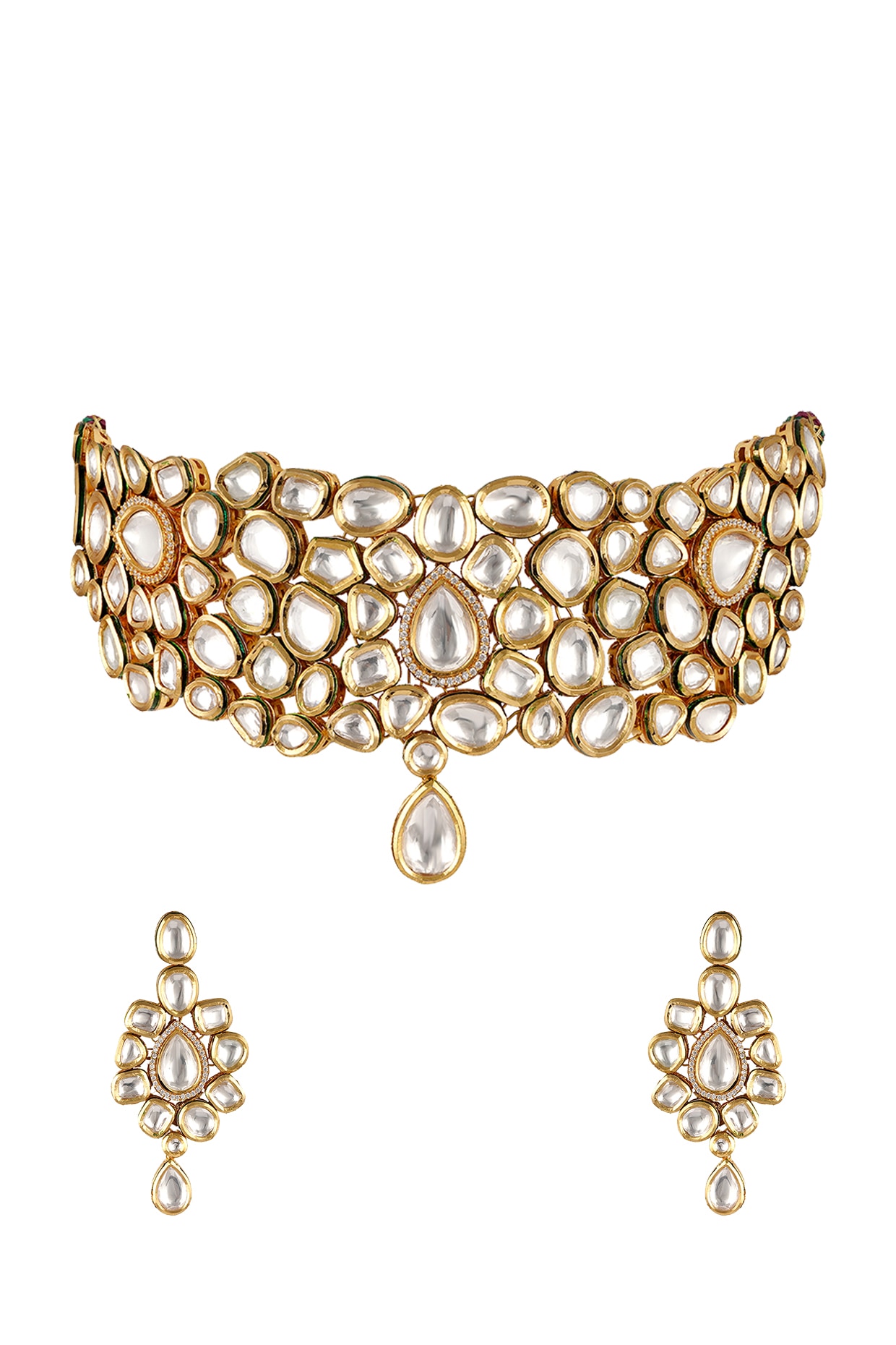 Anayah Jewellery Gold Finish Pearl \u0026 Kundan Necklace Set at Pernia's Pop Up Shop Online