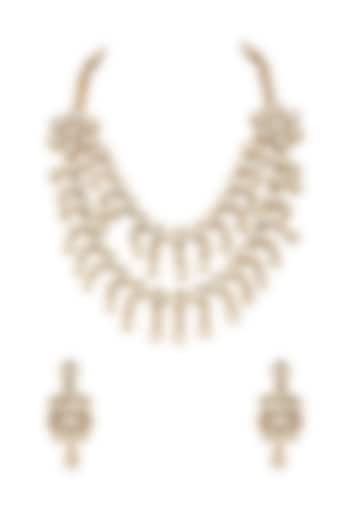 Gold Finish Necklace Set With Pearl & Kundan by Anayah Jewellery