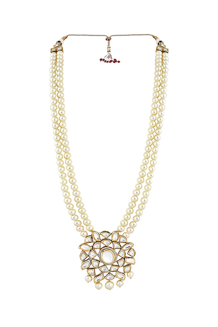 Gold Finish Kundan Necklace by Anayah Jewellery