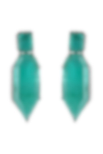 White Finish Green Zircon Stud Earrings by Anayah Jewellery at Pernia's Pop Up Shop