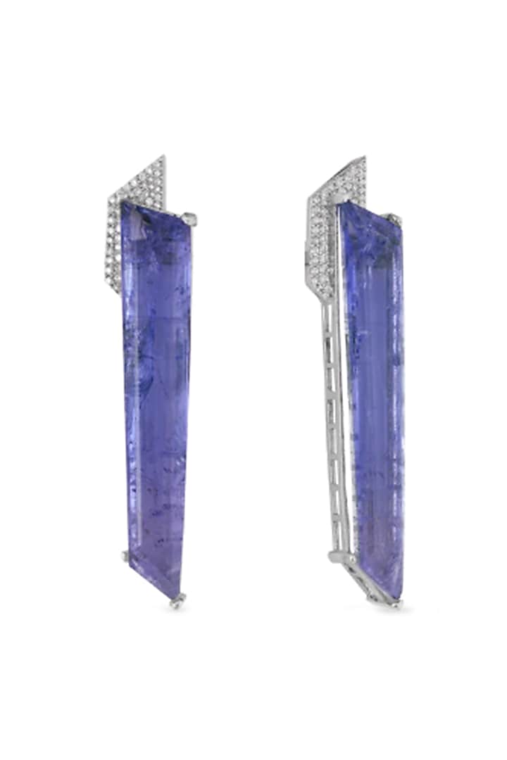 White Finish Blue Zircon Earrings by Anayah Jewellery at Pernia's Pop Up Shop