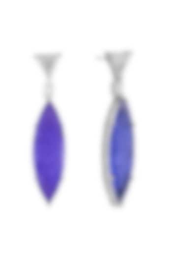 White Finish Blue Zircon Dangler Earrings by Anayah Jewellery