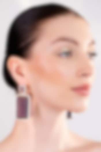 White Finish Purple Zircon Dangler Earrings by Anayah Jewellery