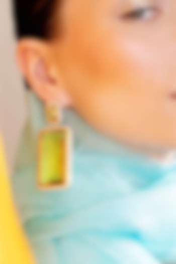 White Finish Yellow Zircon Dangler Earrings by Anayah Jewellery at Pernia's Pop Up Shop