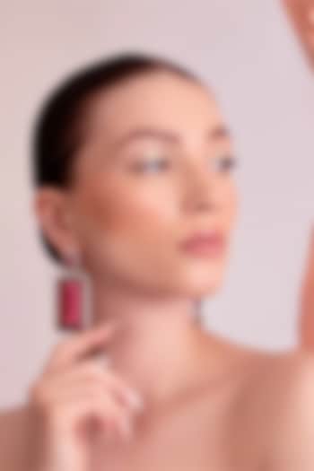 White Finish Red Zircon Earrings by Anayah Jewellery at Pernia's Pop Up Shop