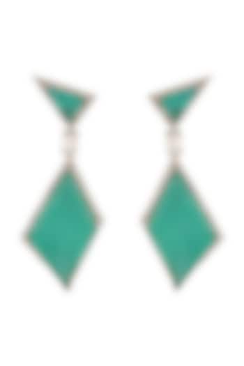 White Finish Green Zircon Earrings by Anayah Jewellery