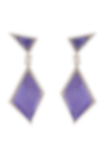 White Finish Purple Zircon Earrings In Brass by Anayah Jewellery