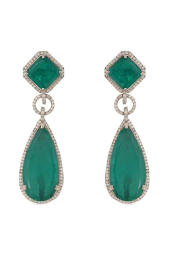 White Finish Dangler Earrings With Zircons by Anayah Jewellery at Pernia's Pop Up Shop