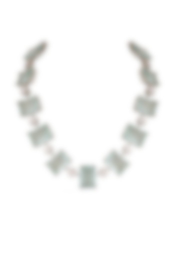 White Finish Aqua Zircons Necklace by Anayah Jewellery at Pernia's Pop Up Shop