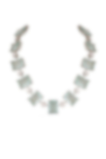 White Finish Aqua Zircons Necklace by Anayah Jewellery