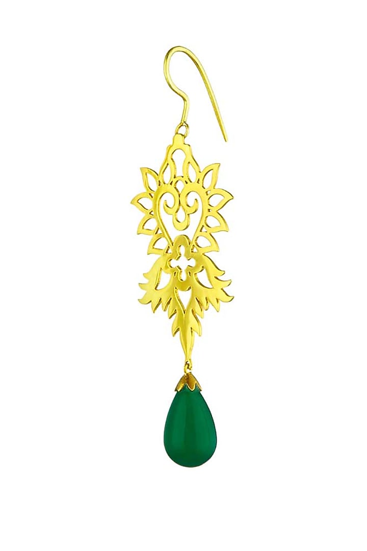 Ahilya presents Gold plated byzantine motif earrings available only at Pernia's Pop Up Shop.