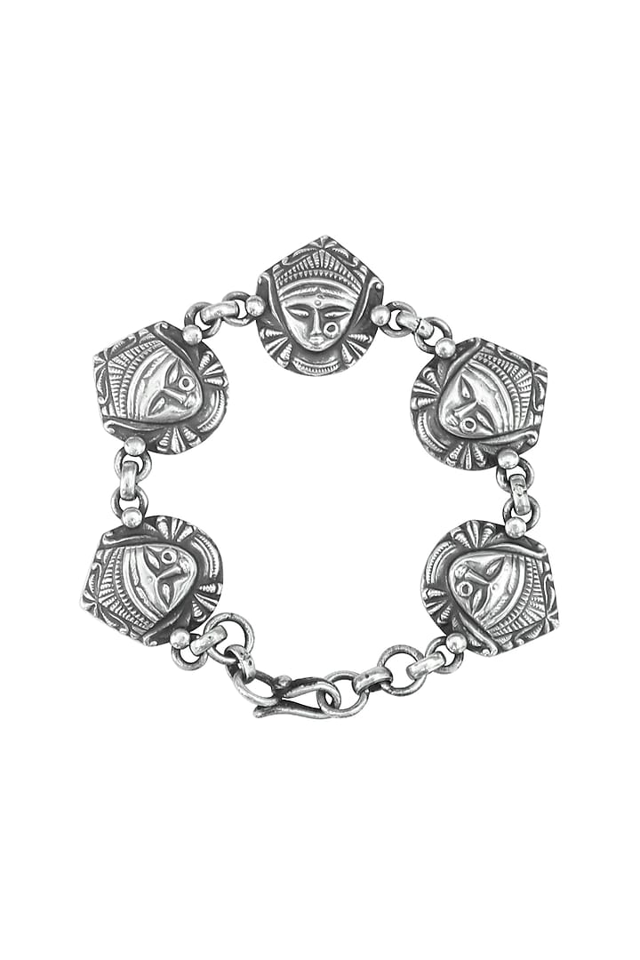 Silver Finish Goddess Durga Bracelet In Sterling Silver by Ahilya Jewels at Pernia's Pop Up Shop