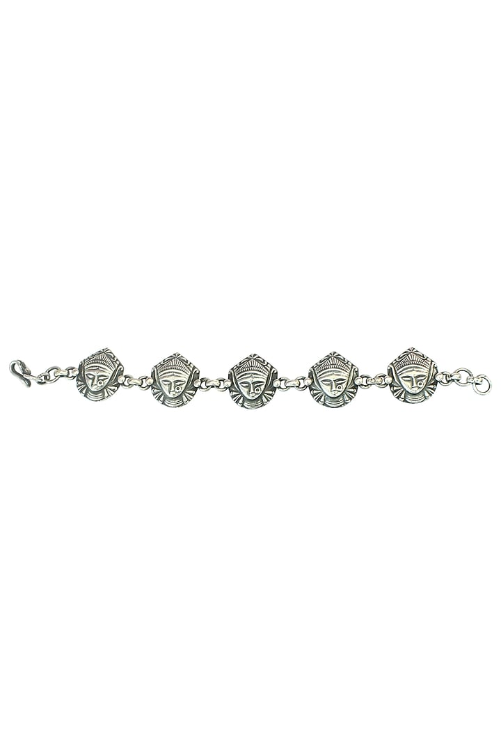 Silver Finish Goddess Durga Bracelet In Sterling Silver by Ahilya Jewels at Pernia's Pop Up Shop