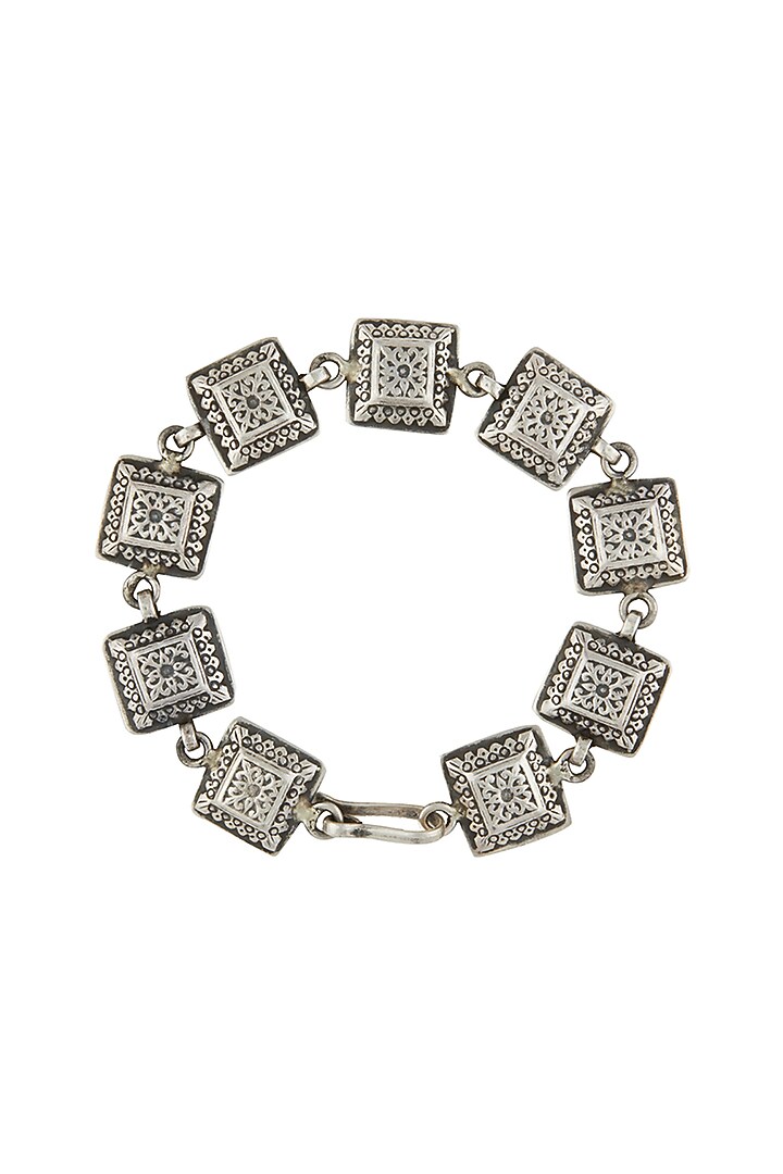 Silver Finish Chatushra Bracelet In Sterling Silver by Ahilya Jewels at Pernia's Pop Up Shop