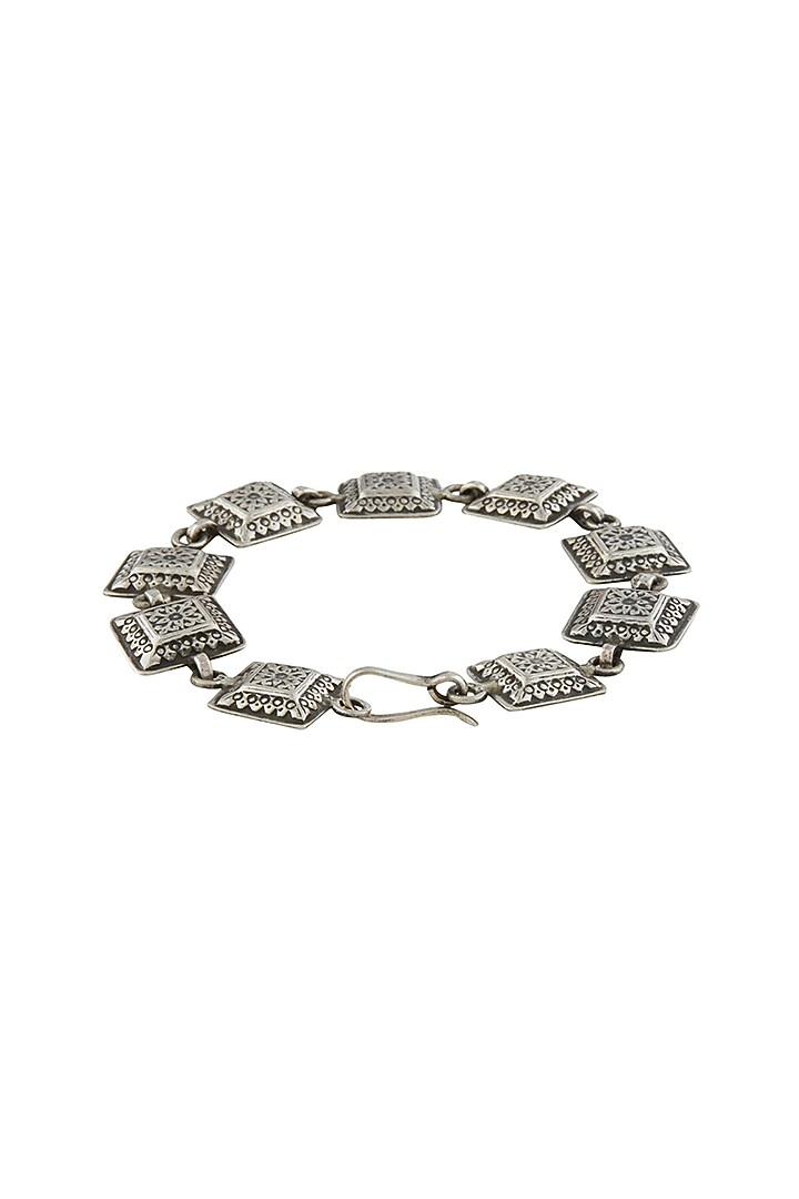 Silver Finish Chatushra Bracelet In Sterling Silver by Ahilya Jewels at Pernia's Pop Up Shop