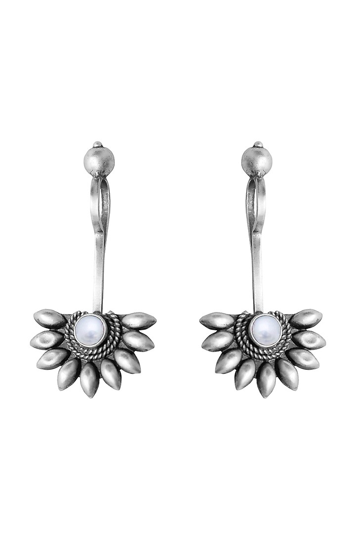 Silver Finish Pearl Dangler Earrings In Sterling Silver by Ahilya Jewels at Pernia's Pop Up Shop