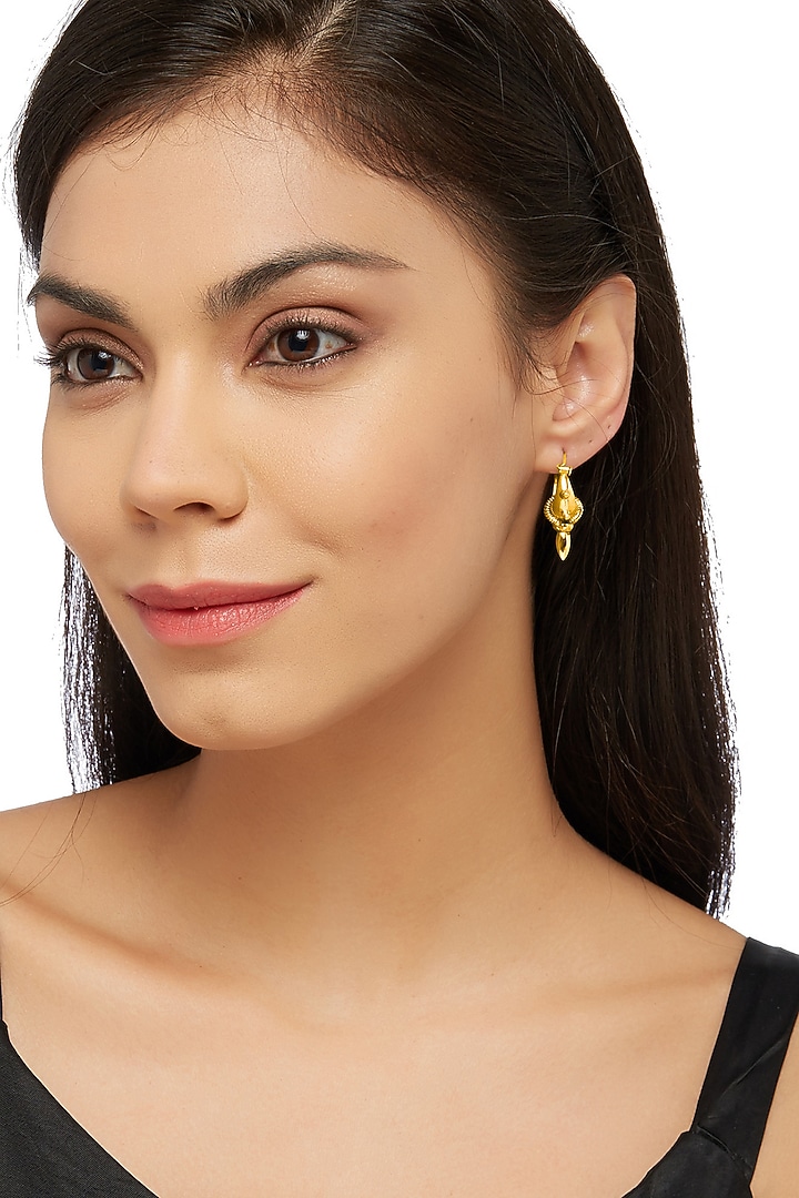 Gold Plated Temple Hoop Earrings In Sterling Silver by Ahilya Jewels at Pernia's Pop Up Shop
