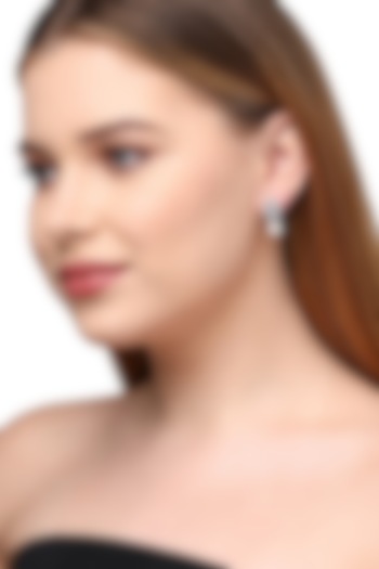 Silver Finish Mother Of Pearl Dangler Earrings In Sterling Silver by Ahilya Jewels at Pernia's Pop Up Shop