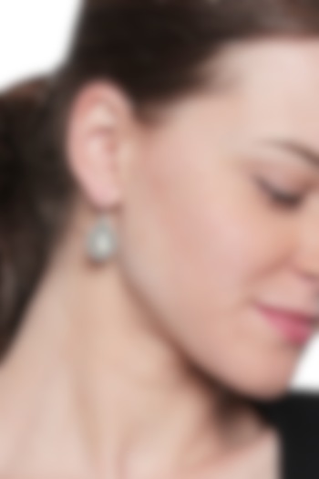 Silver Finish Mother Of Pearl Dangler Earrings In Sterling Silver by Ahilya Jewels at Pernia's Pop Up Shop