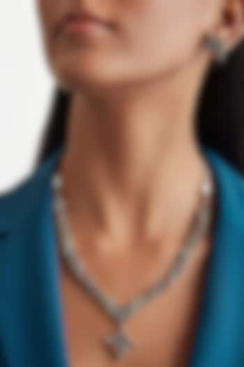 Navratna Bead Temple Necklace In Sterling Silver by Ahilya Jewels at Pernia's Pop Up Shop