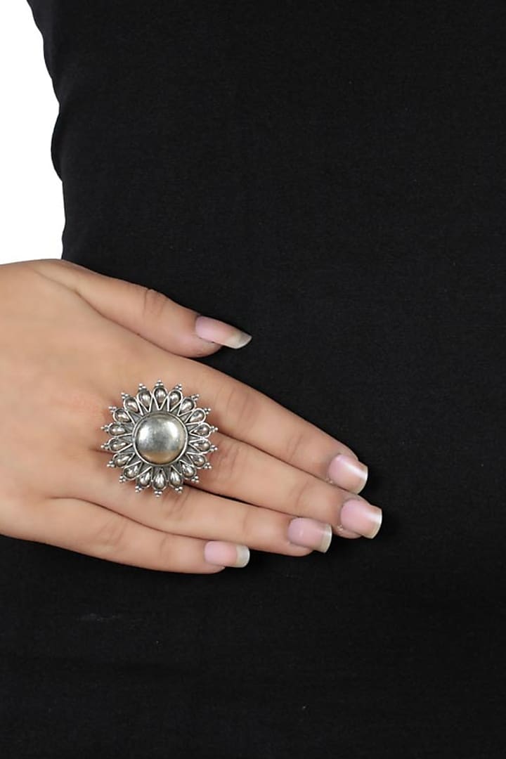 Sunflower Ring In Sterling Silver by Ahilya Jewels at Pernia's Pop Up Shop