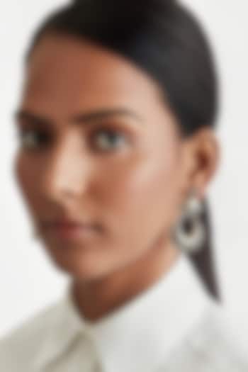 Silver Finish Crescent Moon Chandbaali Earrings With Ring In Sterling Silver by Ahilya Jewels at Pernia's Pop Up Shop