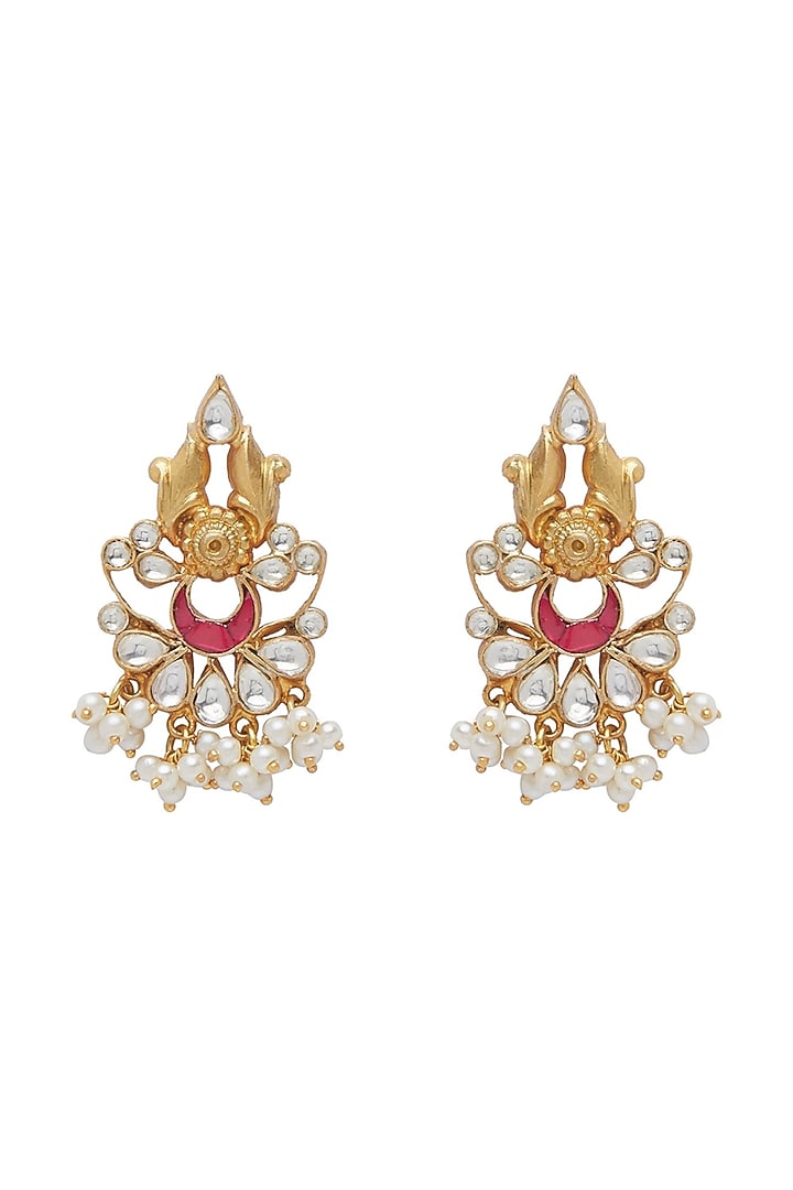 Gold Plated Ruby Glass Stone Necklace Set In Sterling Silver by Ahilya Jewels at Pernia's Pop Up Shop