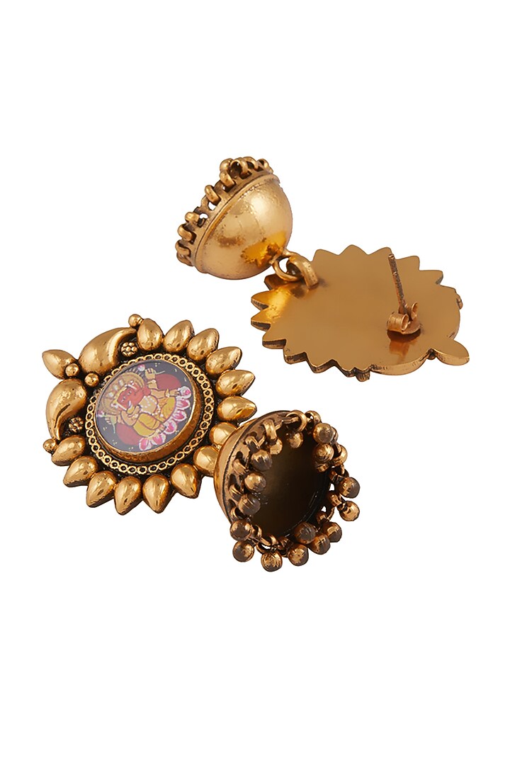Gold Plated Ganesha Jhumka Earrings by Ahilya Jewels at Pernia's Pop Up Shop