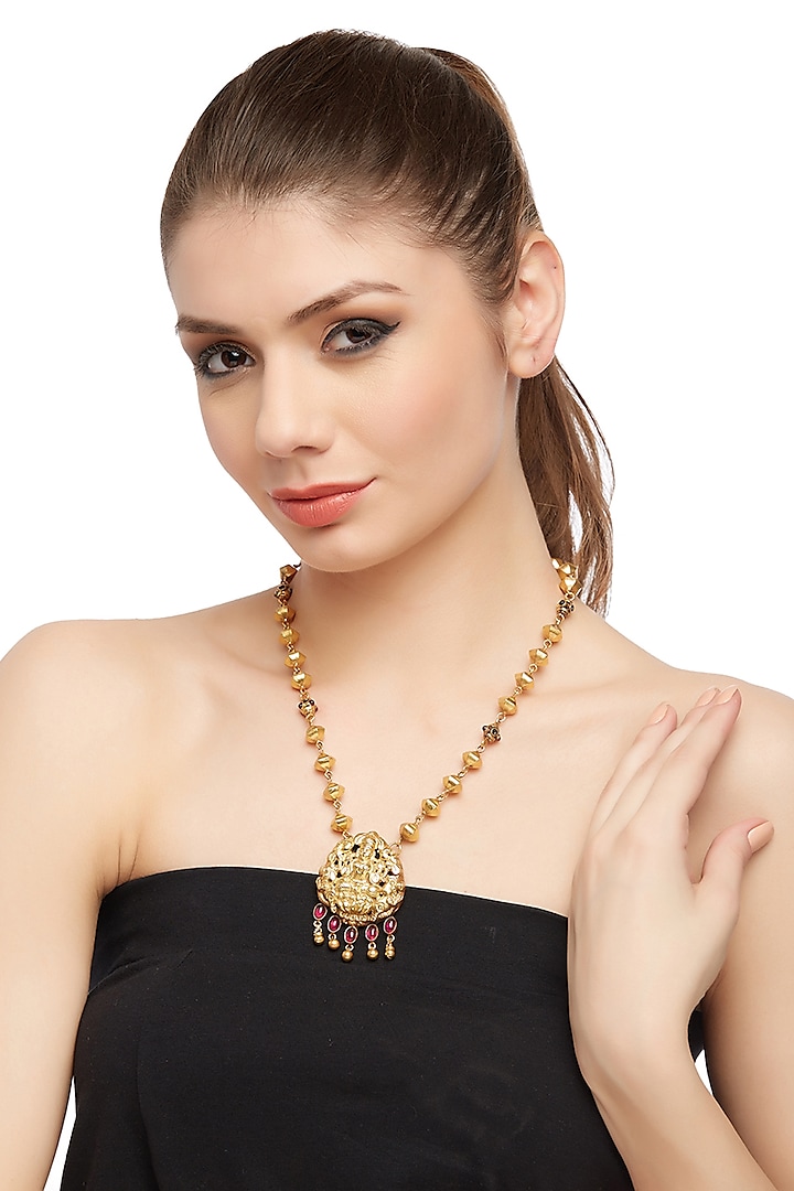Gold Plated Pendant Necklace by Ahilya Jewels