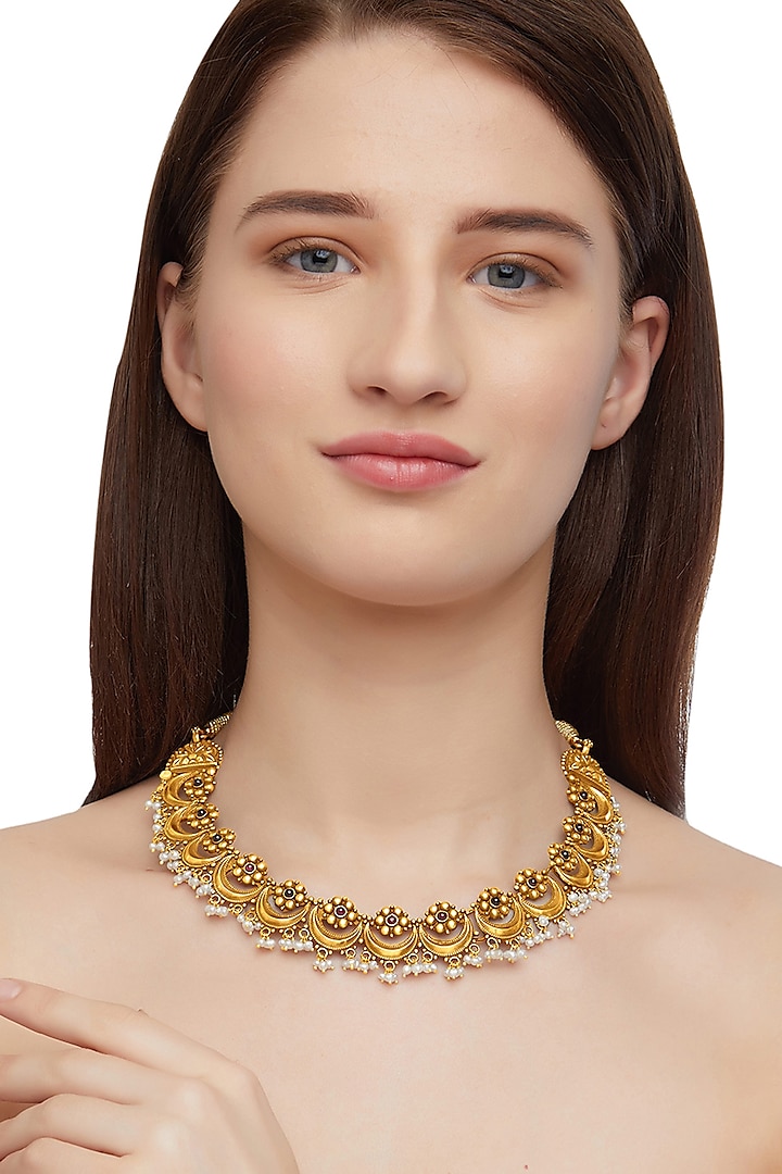 Gold Plated Thushi Choker Necklace by Ahilya Jewels