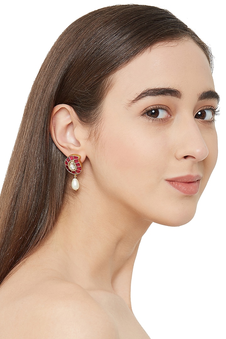 Gold Plated Floral Stud Earrings by Ahilya Jewels