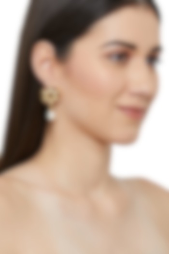 Gold Plated Razia Jadau Stud Earrings by Ahilya Jewels