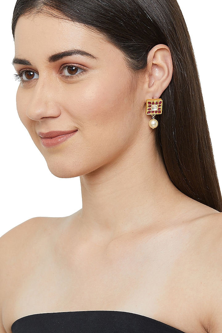 Gold Plated Parinaz Stud Earrings by Ahilya Jewels