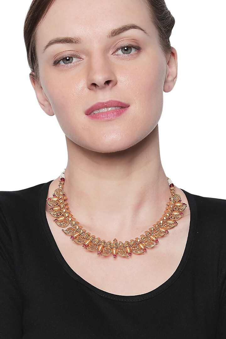 Gold Plated Amra Temple Necklace by Ahilya Jewels