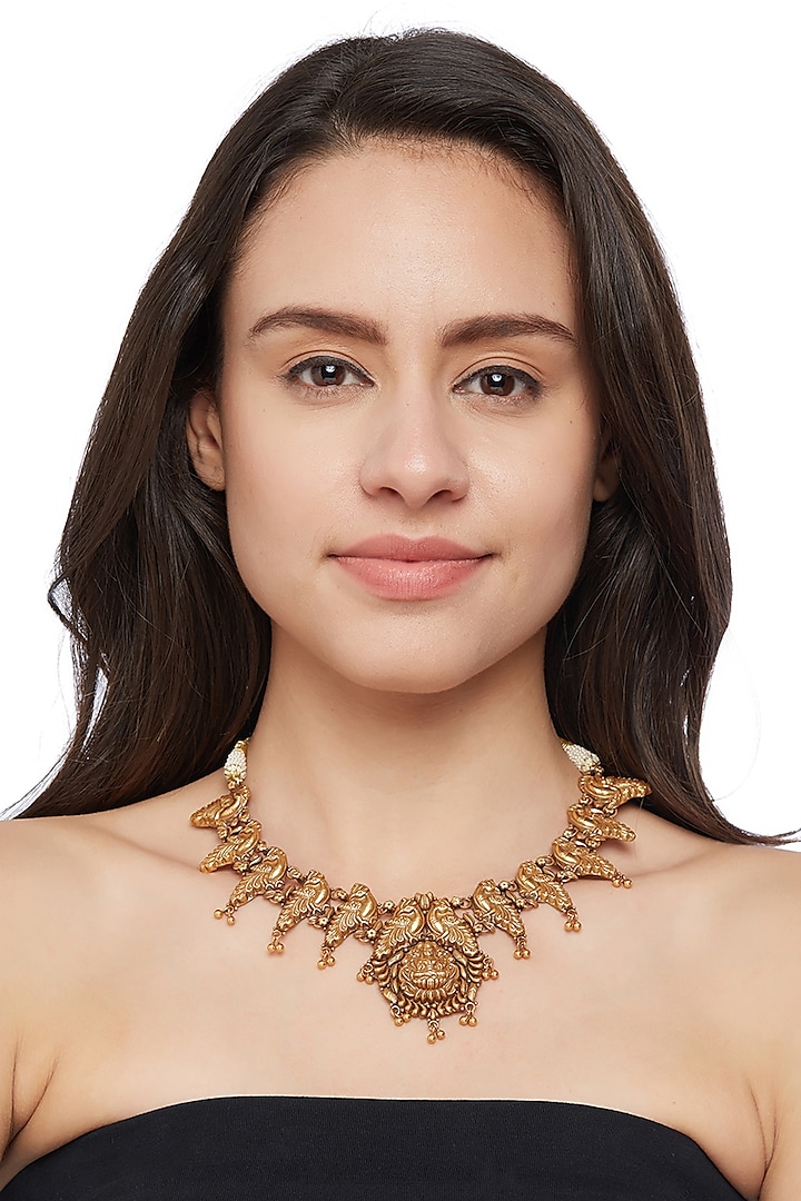 Gold Plated Laxmi Temple Necklace by Ahilya Jewels