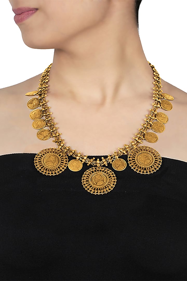 Gold Plated Coin Necklace by Ahilya Jewels