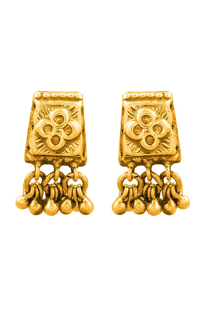 Gold Plated Floral Ghungroo Earrings by Ahilya Jewels