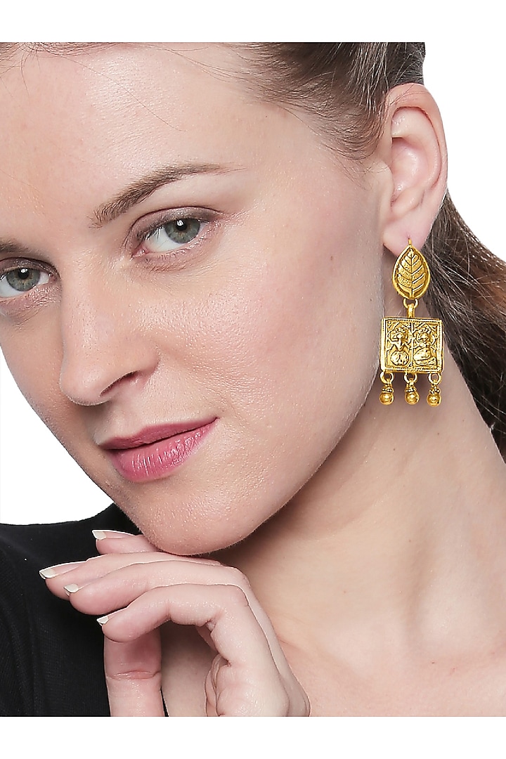 Gold Plated Earrings With Motif by Ahilya Jewels