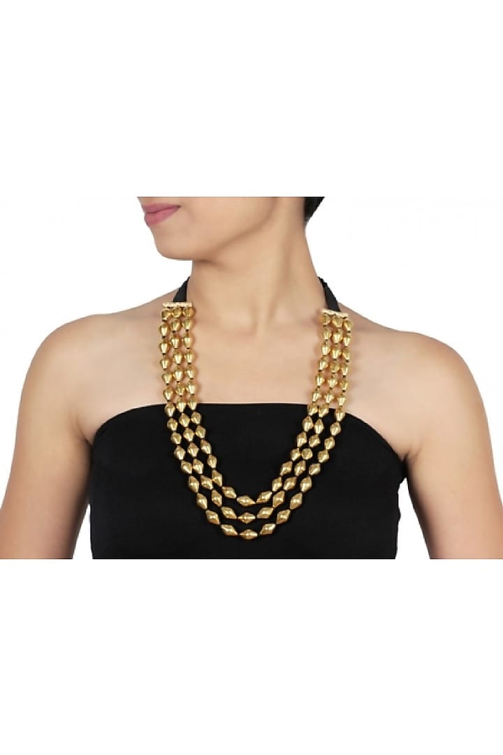 Gold Plated Dholki Beaded Necklace by Ahilya Jewels