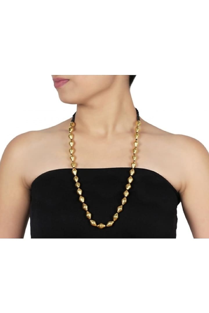 Gold Plated Beaded Single Strand Necklace by Ahilya Jewels