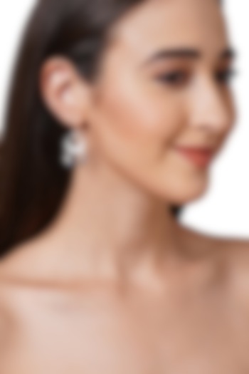 White Finish Chandbali Earrings In Sterling Silver by Ahilya Jewels at Pernia's Pop Up Shop