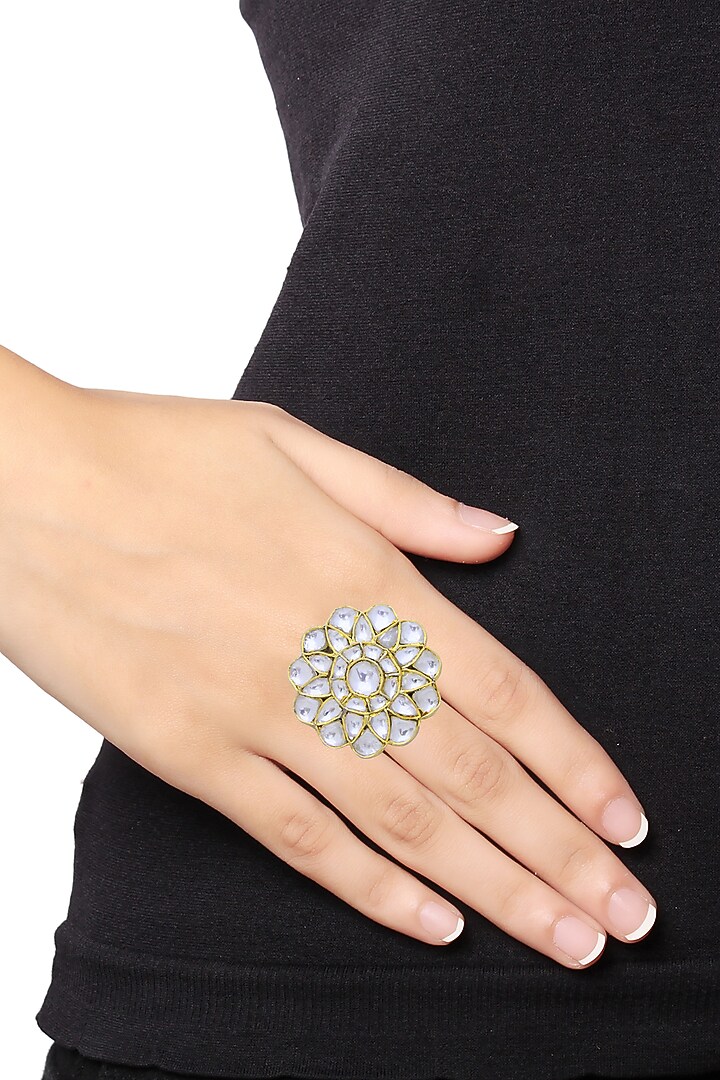 Gold Plated Red Onyx Maangtikka With Earrings & Ring In Sterling Silver by Ahilya Jewels at Pernia's Pop Up Shop