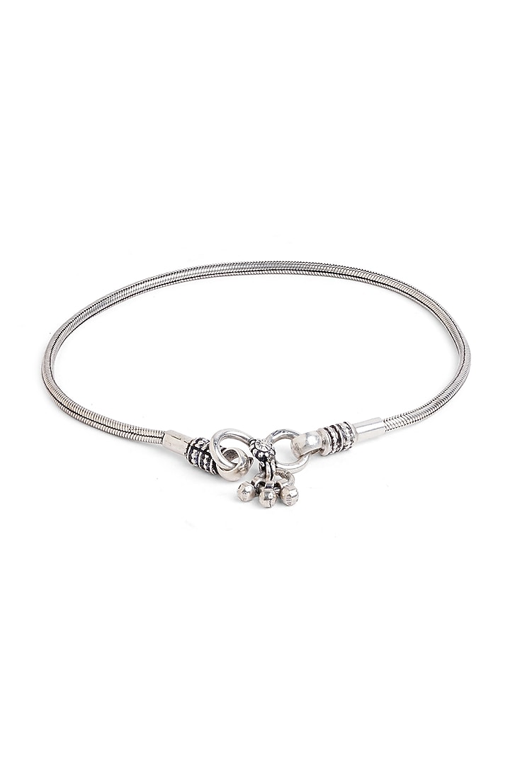 Silver Finish Beaded Anklet In Sterling Silver by Ahilya Jewels at Pernia's Pop Up Shop