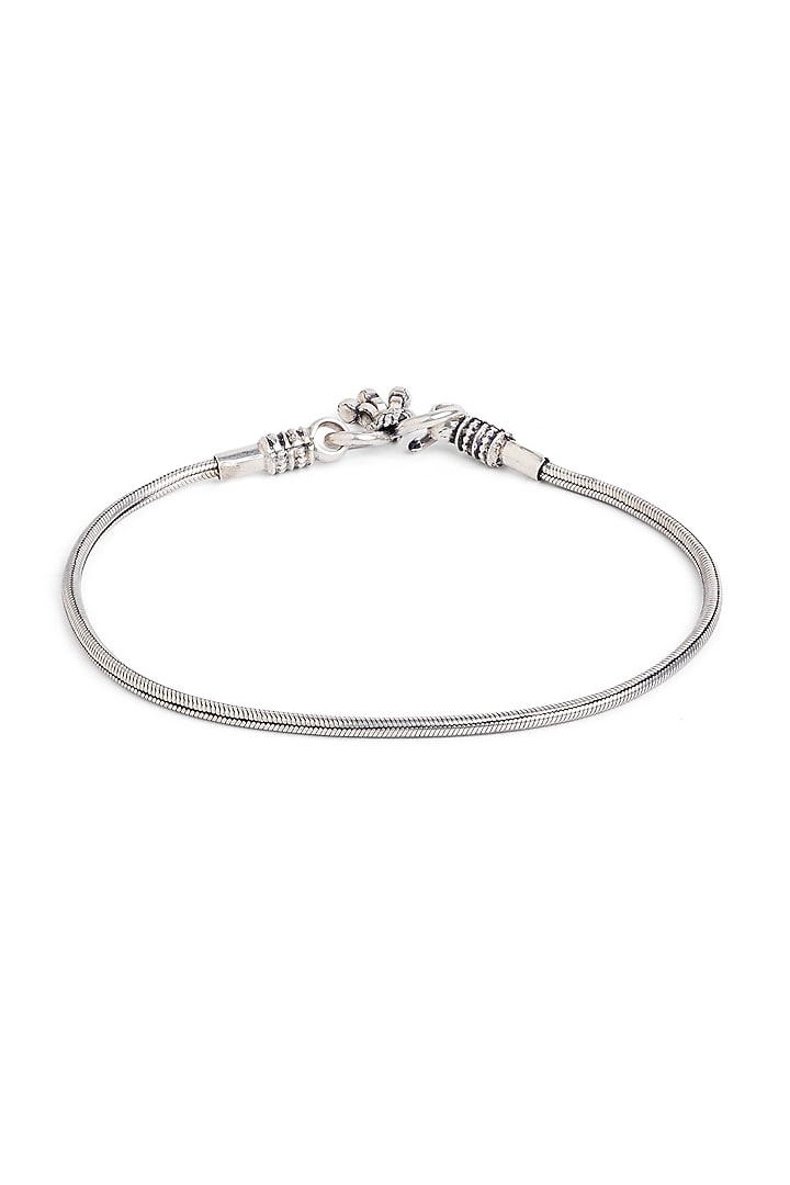 Silver Finish Beaded Anklet In Sterling Silver by Ahilya Jewels at Pernia's Pop Up Shop