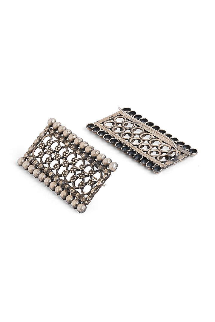 Silver Finish Floral Dangler Earrings In Sterling Silver by Ahilya Jewels at Pernia's Pop Up Shop