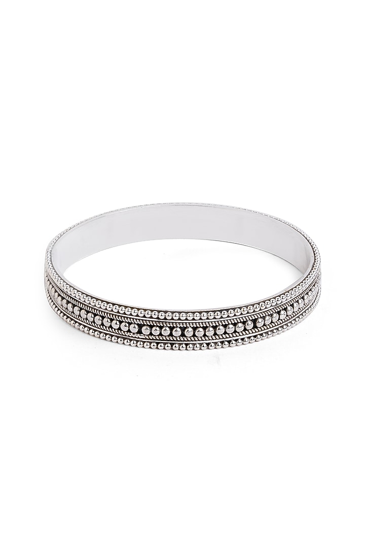 Silver Finish Beaded Bangle In Sterling Silver by Ahilya Jewels at Pernia's Pop Up Shop
