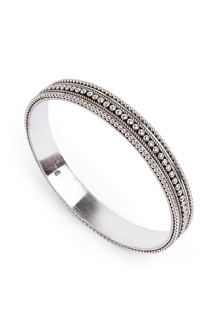 Silver Finish Beaded Bangle In Sterling Silver by Ahilya Jewels at Pernia's Pop Up Shop