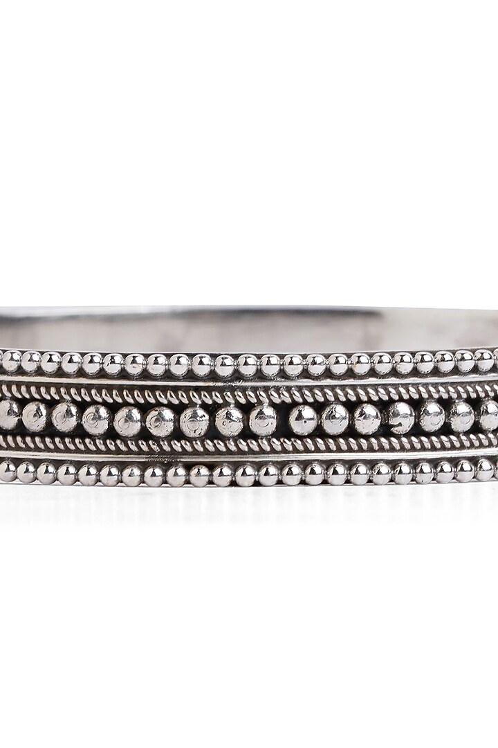 Silver Finish Beaded Bangle In Sterling Silver by Ahilya Jewels at Pernia's Pop Up Shop