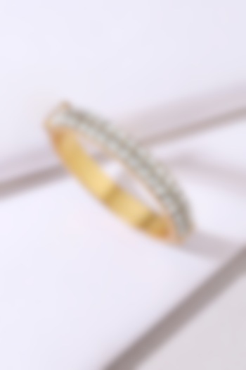 Gold Finish Clear Stone Kada In Sterling Silver by Ahilya Jewels